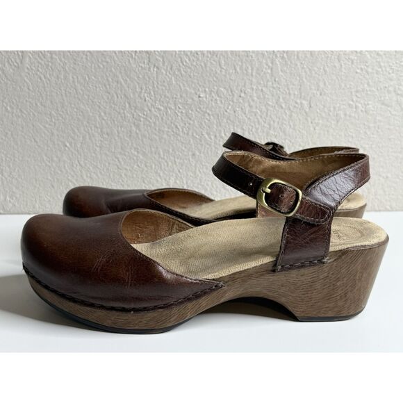 Dansko Sam Mary Jane Sandals Leather Closed Toe Brown Size 40 9.5 10 Clog - Picture 11 of 15